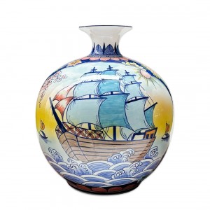 Bình hút tài lộc Thuận Buồm Xuôi Gió Phú Quý men màu 30